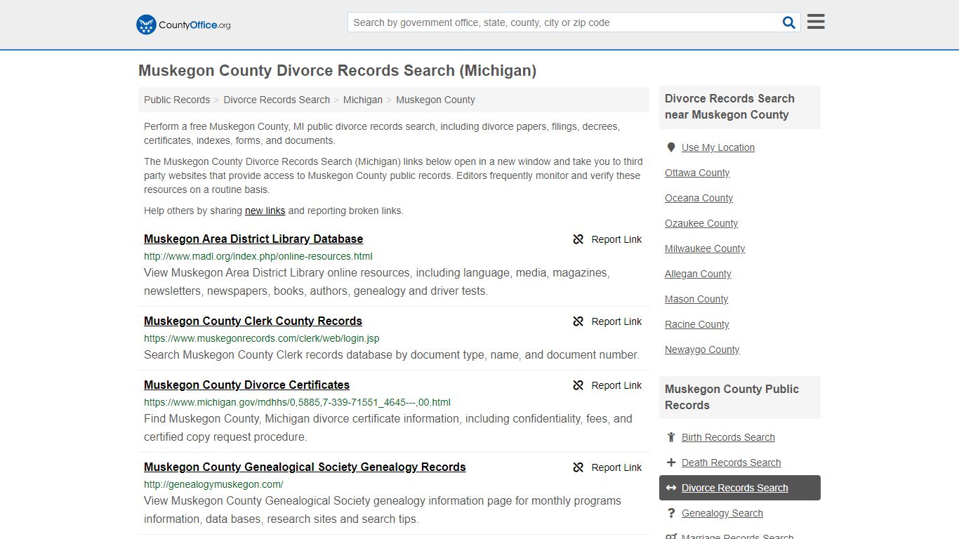 Divorce Records Search - Muskegon County, MI (Divorce ...